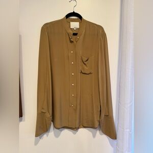 3.1 Phillip Lim Oversized Silk Band Collar Blouse – Long Cuffs, Size 10